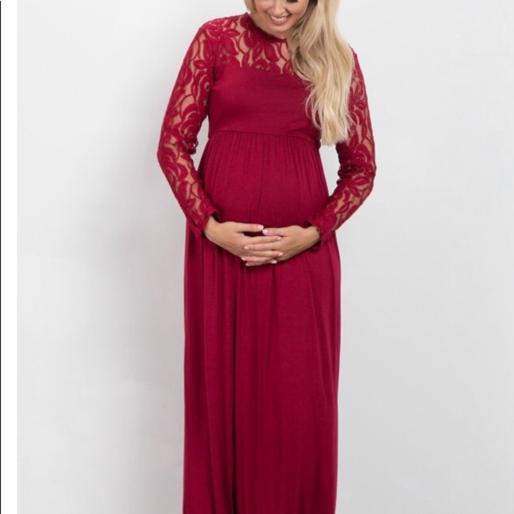 Pinkblush Burgundy Long Sleeve Maternity Dress
